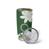 Cook Islands Maori Language Week Tumbler Cup Tiare Maori Kuki Airani Green Pattern