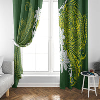 Cook Islands Maori Language Week Window Curtain Tiare Maori Kuki Airani Green Pattern