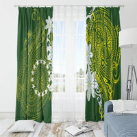 Cook Islands Maori Language Week Window Curtain Tiare Maori Kuki Airani Green Pattern