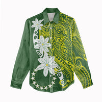 Cook Islands Maori Language Week Women Casual Shirt Tiare Maori Kuki Airani Green Pattern