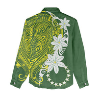 Cook Islands Maori Language Week Women Casual Shirt Tiare Maori Kuki Airani Green Pattern
