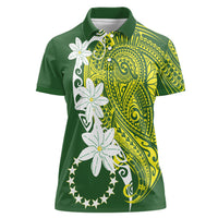 Cook Islands Maori Language Week Women Polo Shirt Tiare Maori Kuki Airani Green Pattern