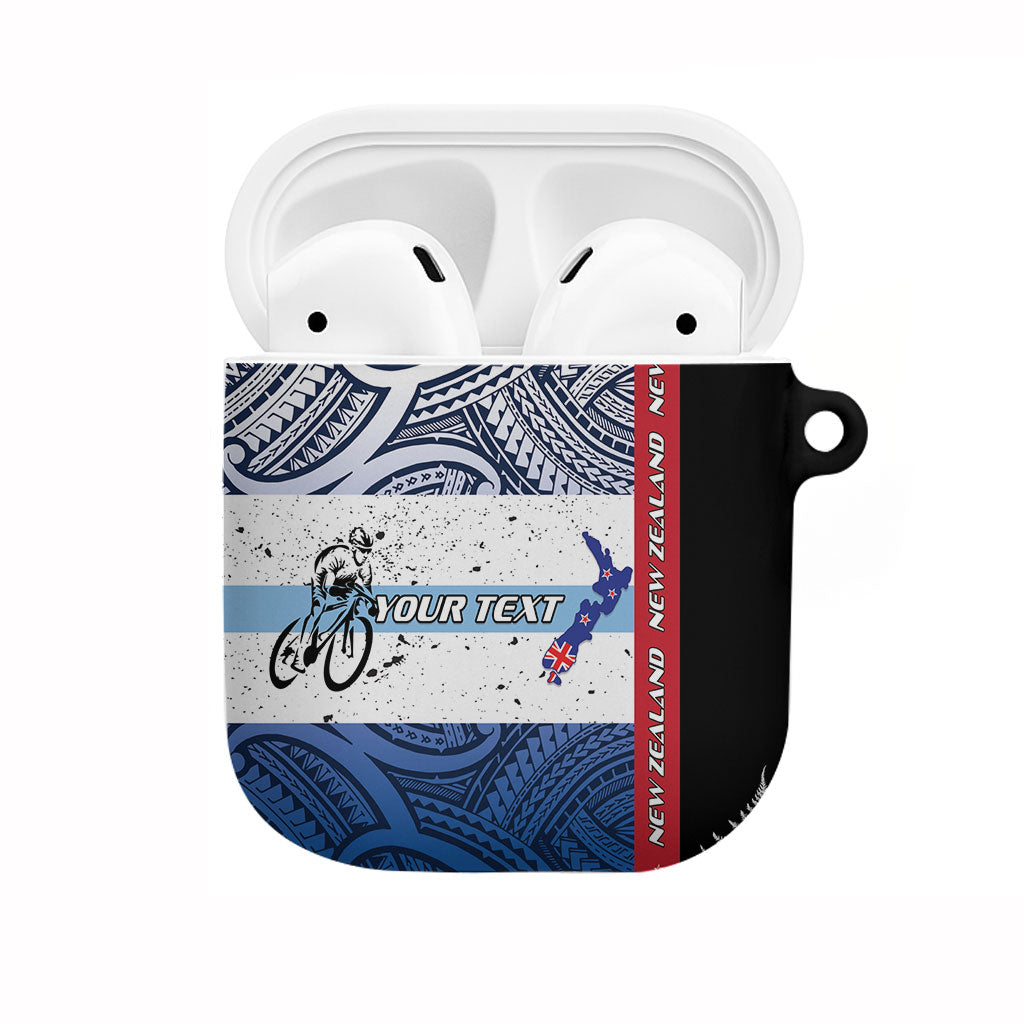 Personalised Cycling New Zealand AirPods Case Aotearoa Map Fern Maori Pattern