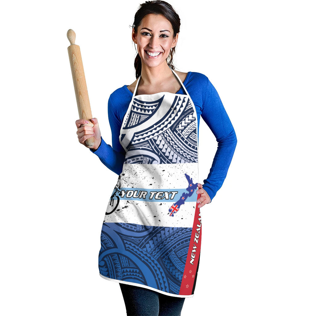 Personalised Cycling New Zealand Apron Aotearoa Map Fern Maori Pattern