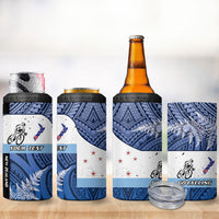 Personalised Cycling New Zealand 4 in 1 Can Cooler Tumbler Aotearoa Map Fern Maori Pattern