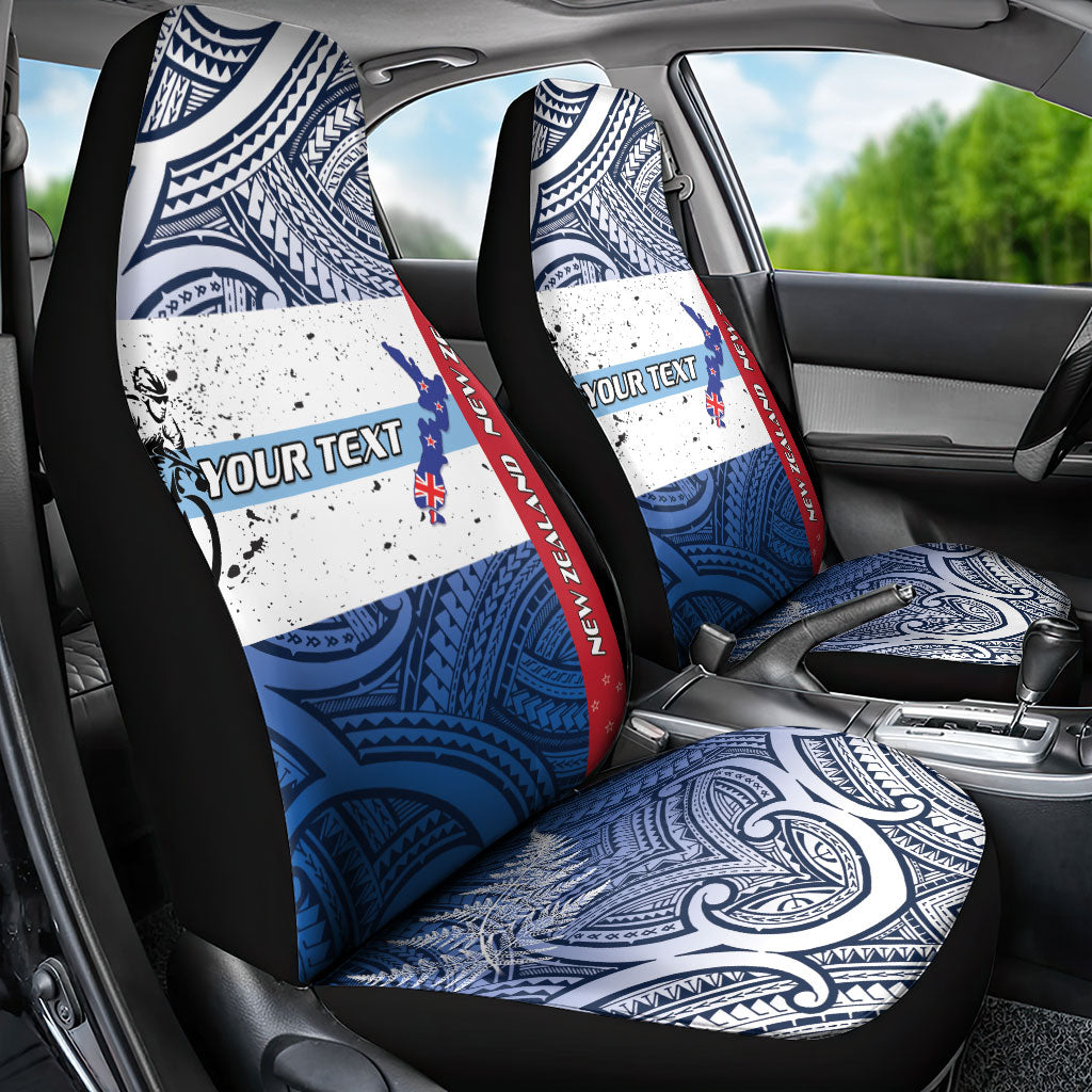 Personalised Cycling New Zealand Car Seat Cover Aotearoa Map Fern Maori Pattern LT22 - Polynesian Pride