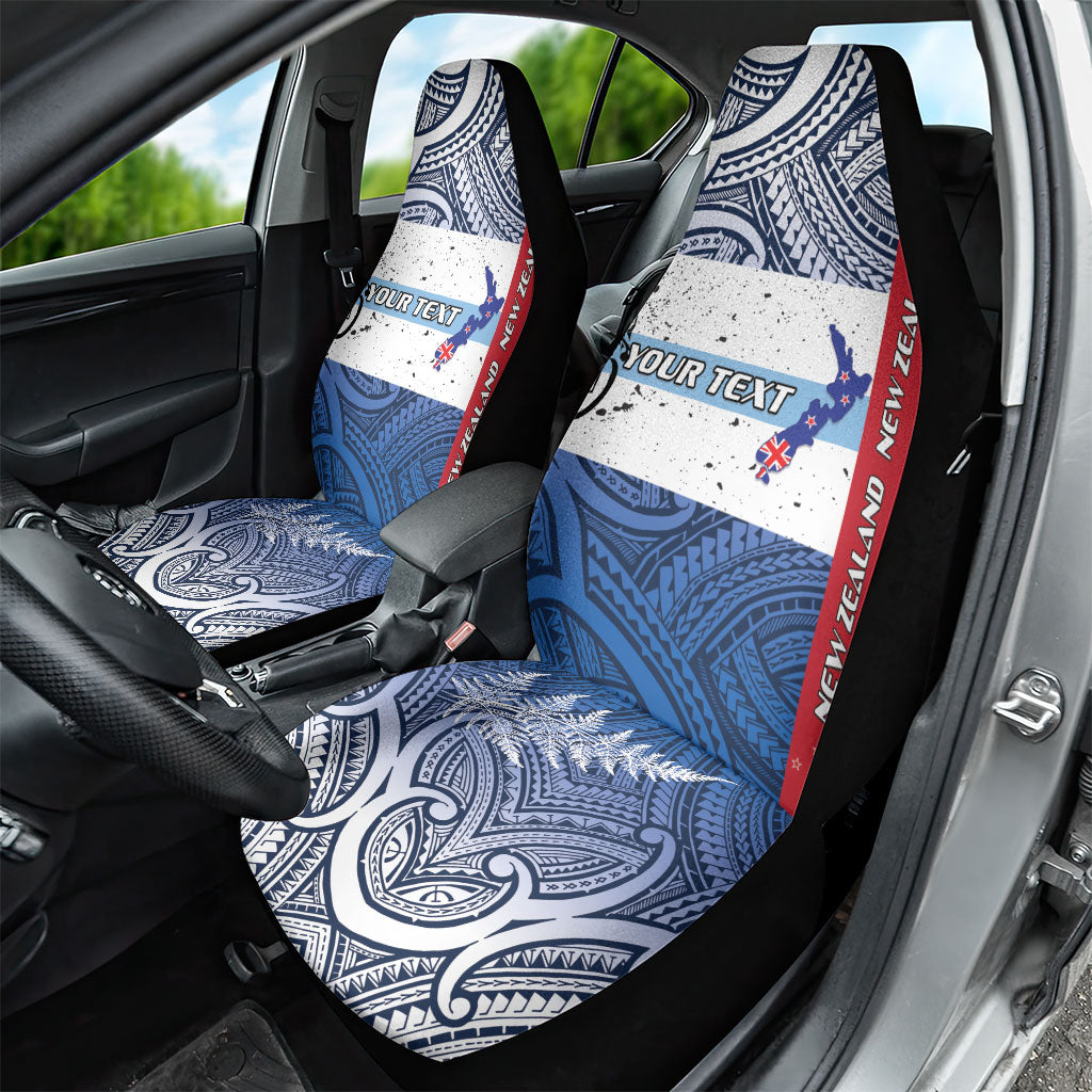 Personalised Cycling New Zealand Car Seat Cover Aotearoa Map Fern Maori Pattern LT22 - Polynesian Pride