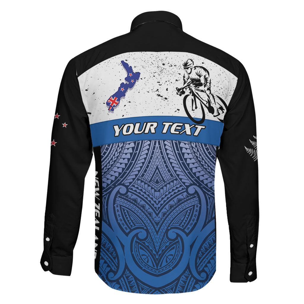 Personalised Cycling New Zealand Family Matching Long Sleeve Bodycon Dress and Hawaiian Shirt Aotearoa Map Fern Maori Pattern