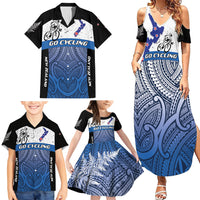 Personalised Cycling New Zealand Family Matching Summer Maxi Dress and Hawaiian Shirt Aotearoa Map Fern Maori Pattern LT22 - Polynesian Pride