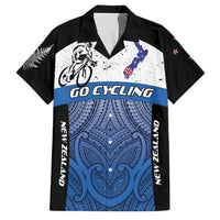 Personalised Cycling New Zealand Family Matching Summer Maxi Dress and Hawaiian Shirt Aotearoa Map Fern Maori Pattern LT22 Dad's Shirt - Short Sleeve Blue - Polynesian Pride