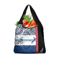 Personalised Cycling New Zealand Grocery Bag Aotearoa Map Fern Maori Pattern LT22 1-pack One Size Blue - Polynesian Pride