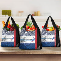 Personalised Cycling New Zealand Grocery Bag Aotearoa Map Fern Maori Pattern LT22 3-pack One Size Blue - Polynesian Pride
