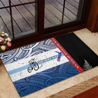 Personalised Cycling New Zealand Rubber Doormat Aotearoa Map Fern Maori Pattern