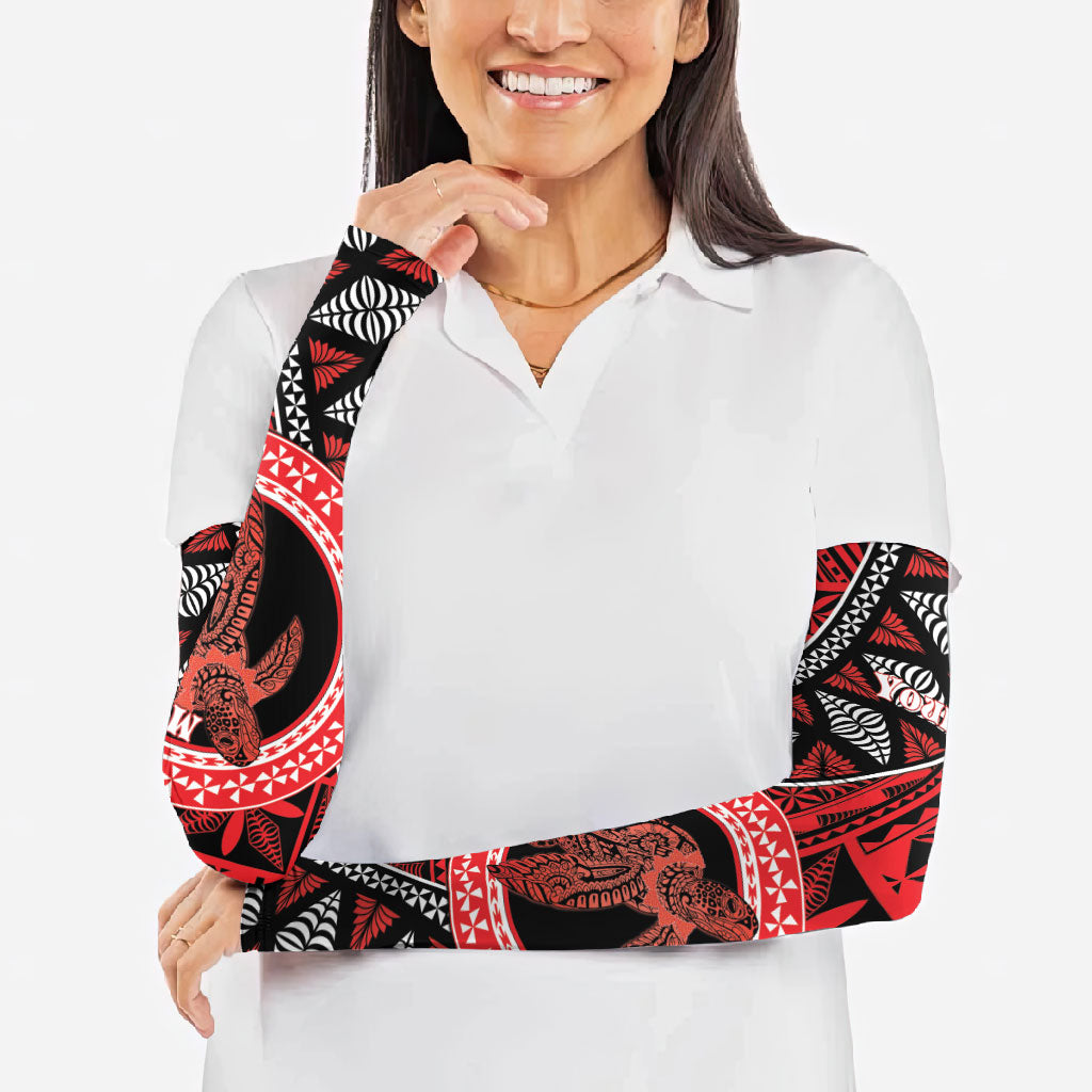 Personalised Tonga Language Week Arm Sleeves Heilala Turtle Malo E Lelei