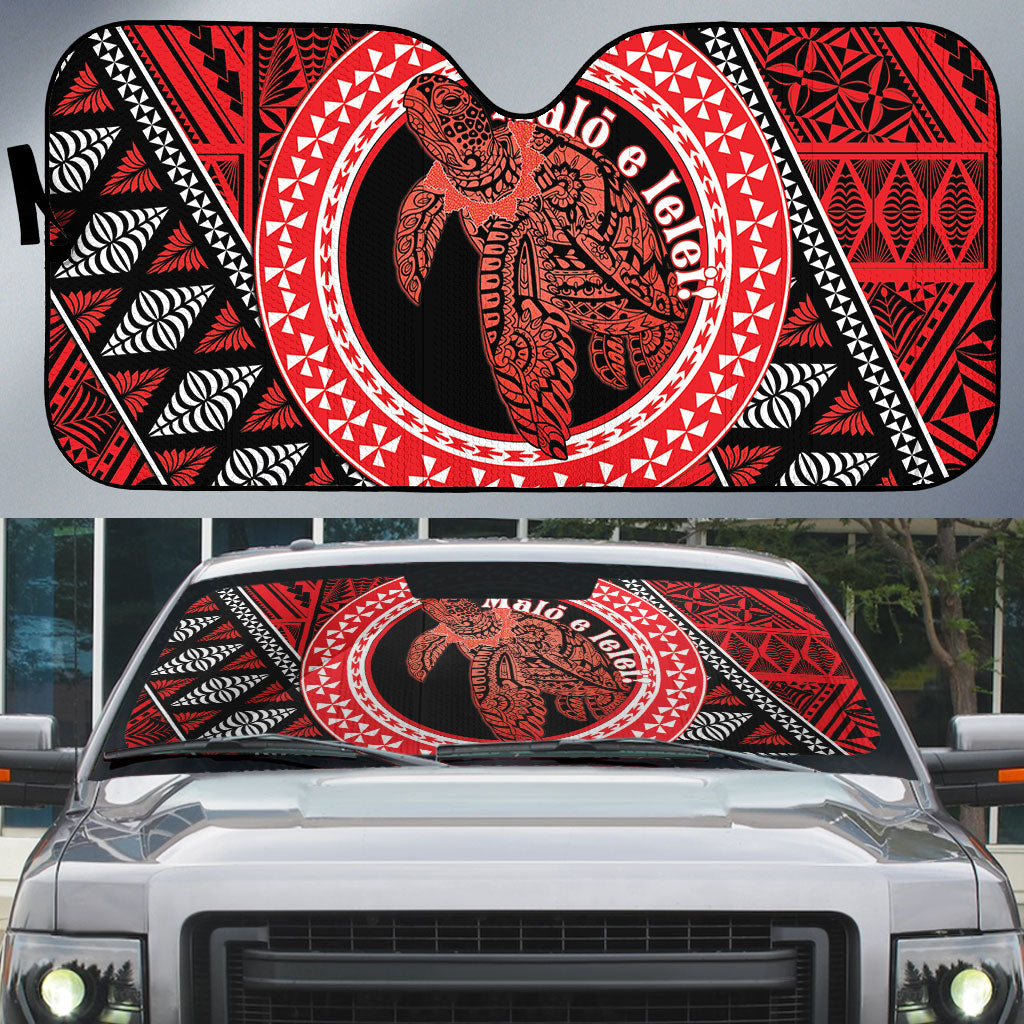 Tonga Language Week Auto Sun Shade Heilala Turtle Malo E Lelei LT22 Red - Polynesian Pride