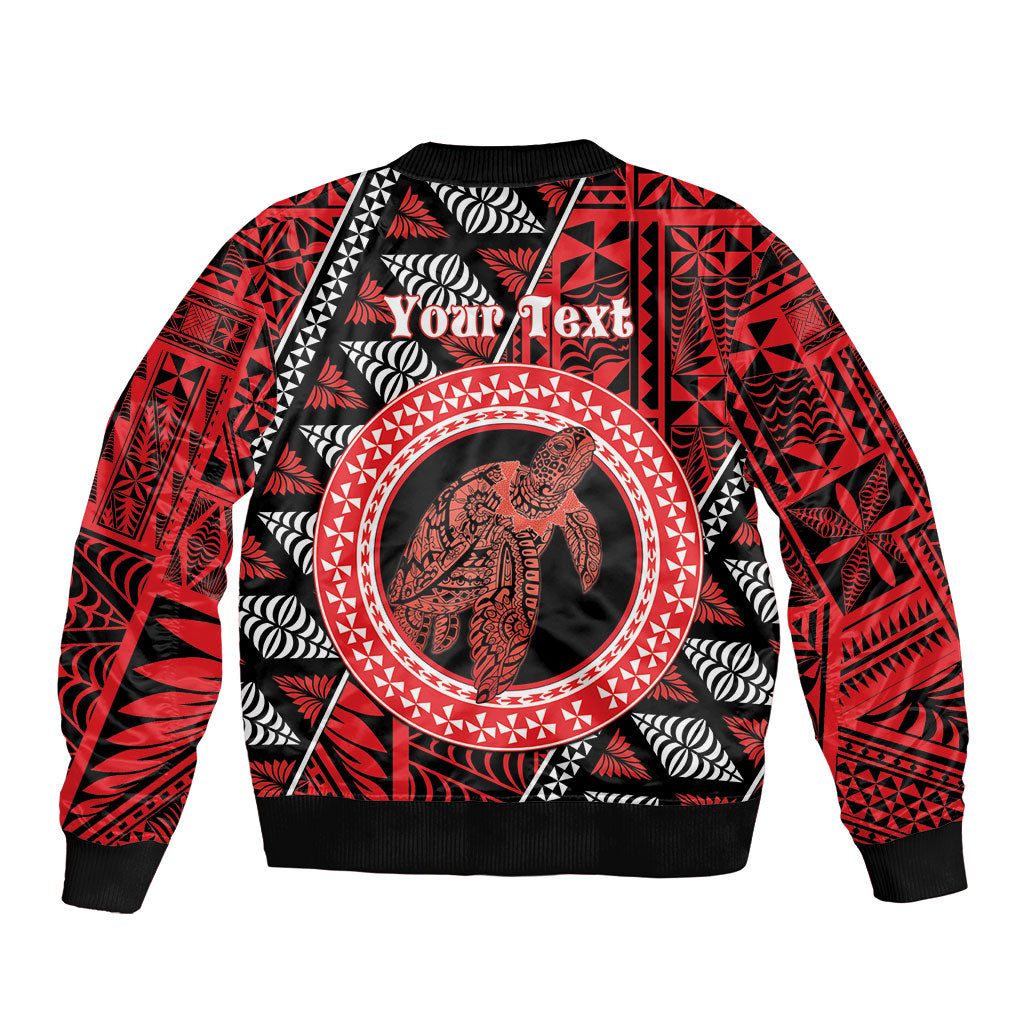 Personalised Tonga Language Week Bomber Jacket Heilala Turtle Malo E Lelei