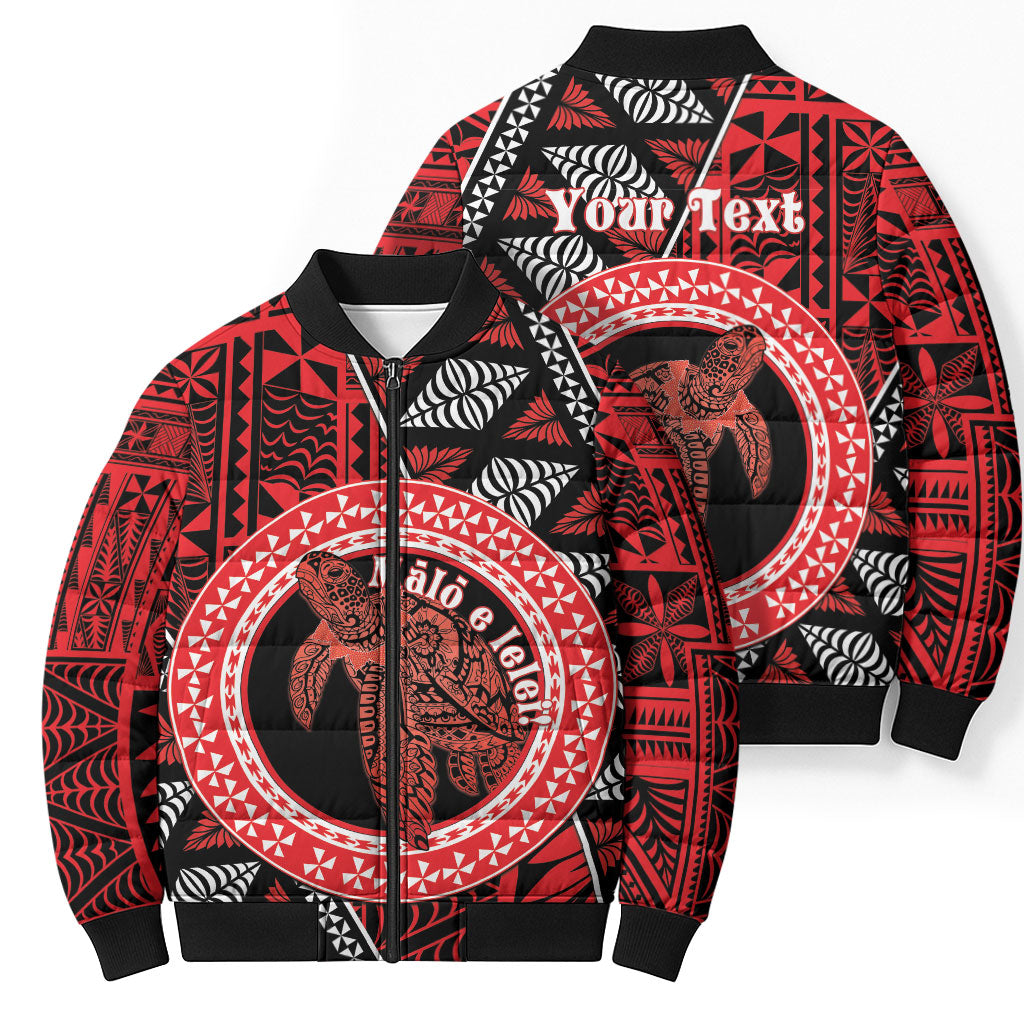 Personalised Tonga Language Week Bomber Puffer Jacket Heilala Turtle Malo E Lelei