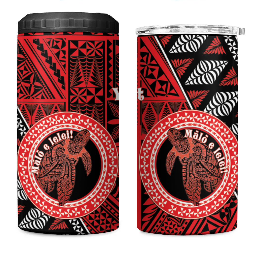 Personalised Tonga Language Week 4 in 1 Can Cooler Tumbler Heilala Turtle Malo E Lelei