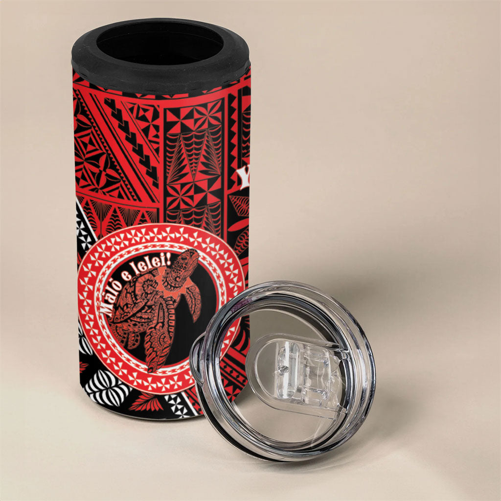 Personalised Tonga Language Week 4 in 1 Can Cooler Tumbler Heilala Turtle Malo E Lelei