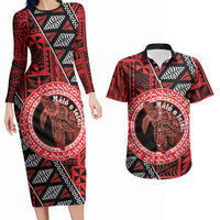 Personalised Tonga Language Week Couples Matching Long Sleeve Bodycon Dress and Hawaiian Shirt Heilala Turtle Malo E Lelei
