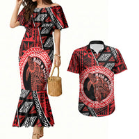 Personalised Tonga Language Week Couples Matching Mermaid Dress and Hawaiian Shirt Heilala Turtle Malo E Lelei