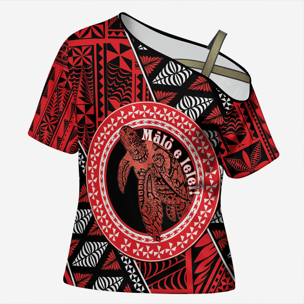 Personalised Tonga Language Week Cross Shoulder Shirt Heilala Turtle Malo E Lelei