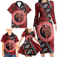 Personalised Tonga Language Week Family Matching Long Sleeve Bodycon Dress and Hawaiian Shirt Heilala Turtle Malo E Lelei