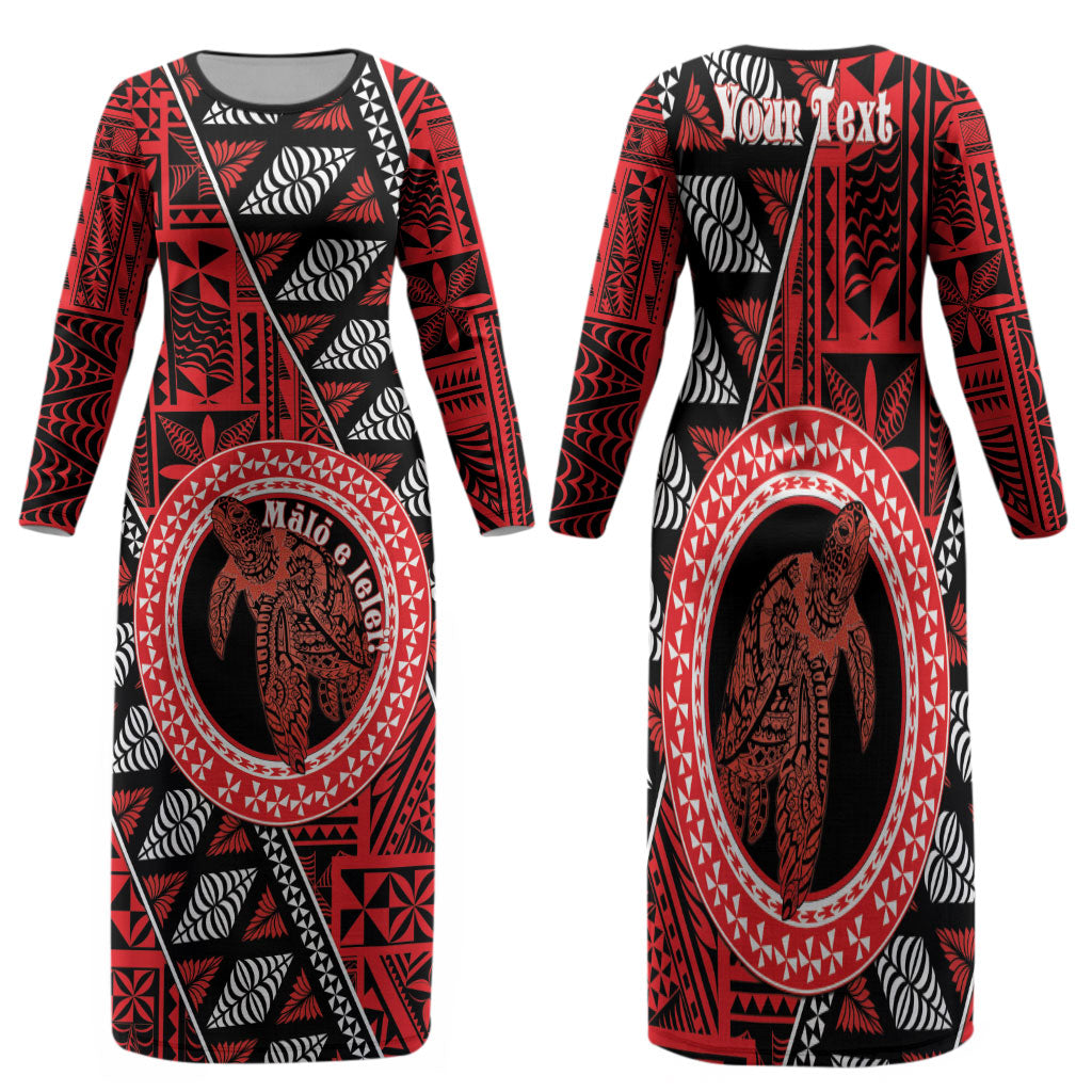 Personalised Tonga Language Week Family Matching Long Sleeve Bodycon Dress and Hawaiian Shirt Heilala Turtle Malo E Lelei