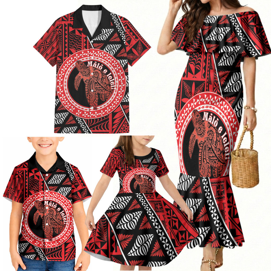 Personalised Tonga Language Week Family Matching Mermaid Dress and Hawaiian Shirt Heilala Turtle Malo E Lelei LT22 - Polynesian Pride