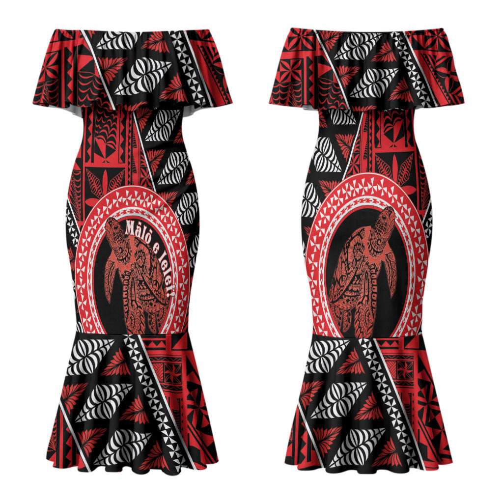Personalised Tonga Language Week Family Matching Mermaid Dress and Hawaiian Shirt Heilala Turtle Malo E Lelei