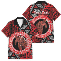 Personalised Tonga Language Week Family Matching Off The Shoulder Long Sleeve Dress and Hawaiian Shirt Heilala Turtle Malo E Lelei