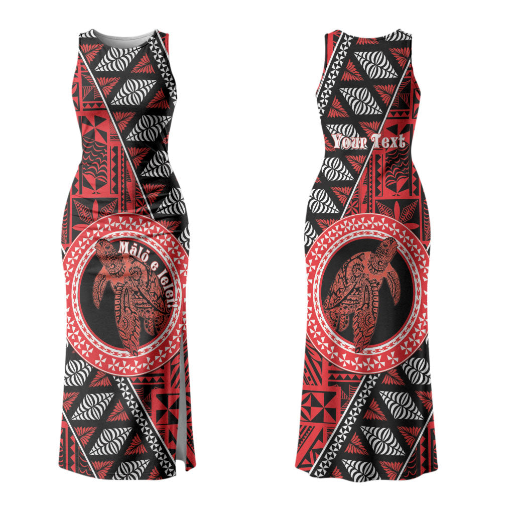 Personalised Tonga Language Week Family Matching Tank Maxi Dress and Hawaiian Shirt Heilala Turtle Malo E Lelei