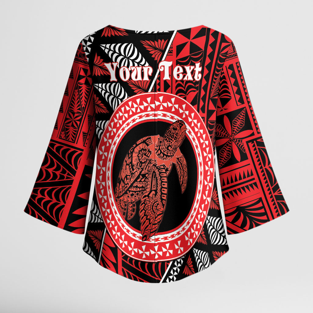 Personalised Tonga Language Week Kimono Sleeve Blouse Heilala Turtle Malo E Lelei