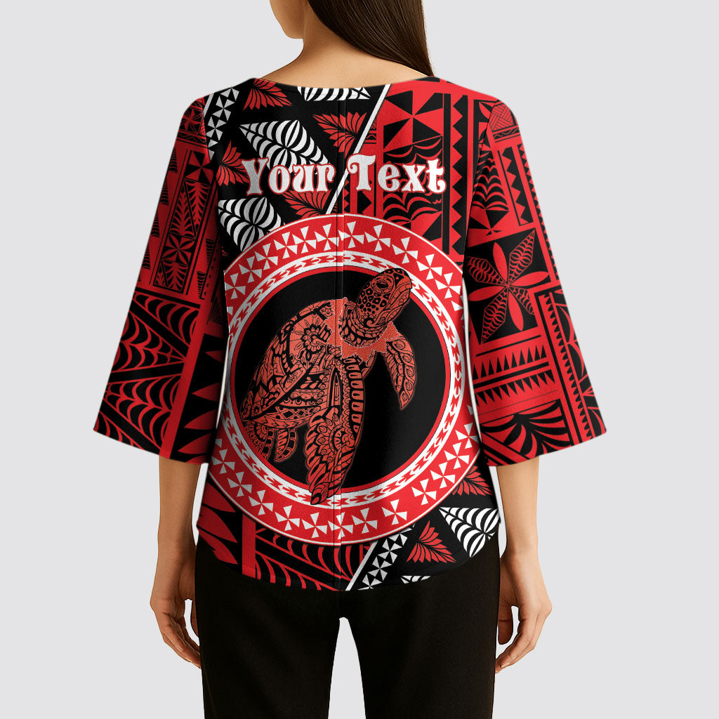Personalised Tonga Language Week Kimono Sleeve Blouse Heilala Turtle Malo E Lelei