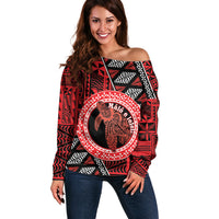 Personalised Tonga Language Week Off Shoulder Sweater Heilala Turtle Malo E Lelei