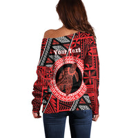 Personalised Tonga Language Week Off Shoulder Sweater Heilala Turtle Malo E Lelei