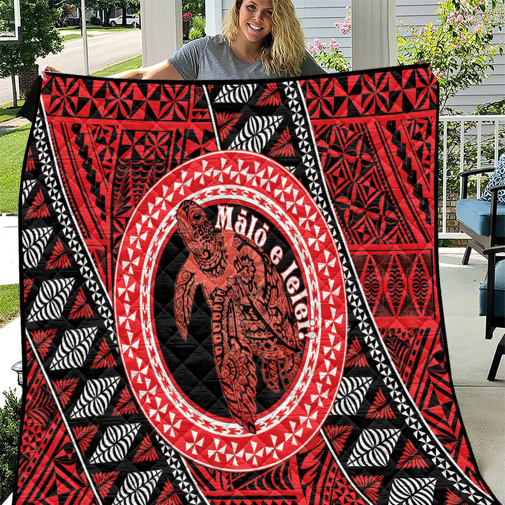 Tonga Language Week Quilt Heilala Turtle Malo E Lelei LT22 Red - Polynesian Pride