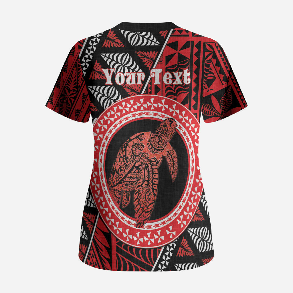 Personalised Tonga Language Week Scrub Top Heilala Turtle Malo E Lelei
