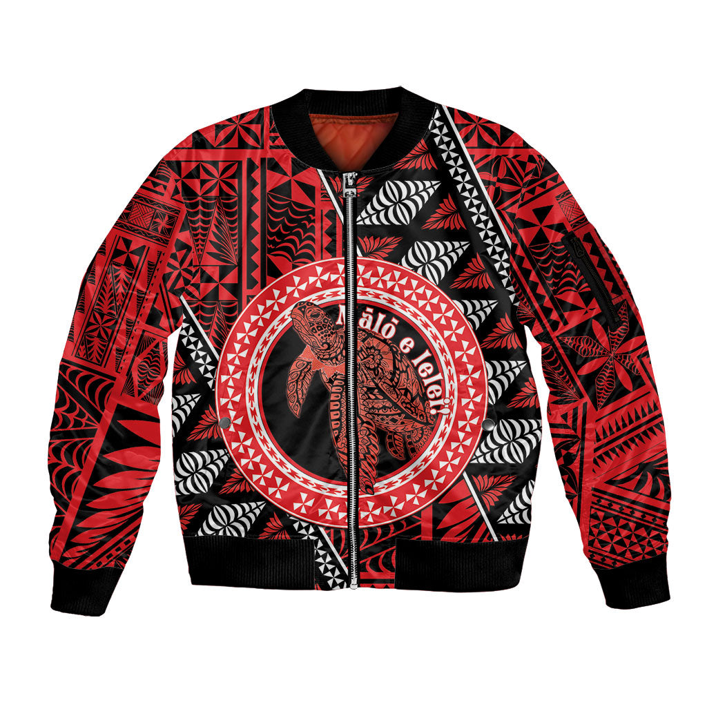 Personalised Tonga Language Week Sleeve Zip Bomber Jacket Heilala Turtle Malo E Lelei