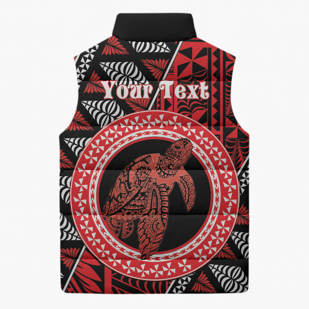 Personalised Tonga Language Week Sleeveless Puffer Jacket Heilala Turtle Malo E Lelei