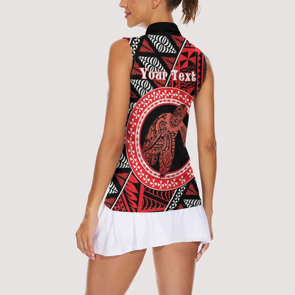 Personalised Tonga Language Week Women Sleeveless Polo Shirt Heilala Turtle Malo E Lelei