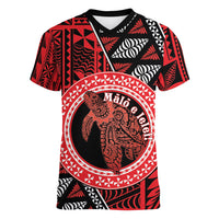Personalised Tonga Language Week Women V-Neck T-Shirt Heilala Turtle Malo E Lelei