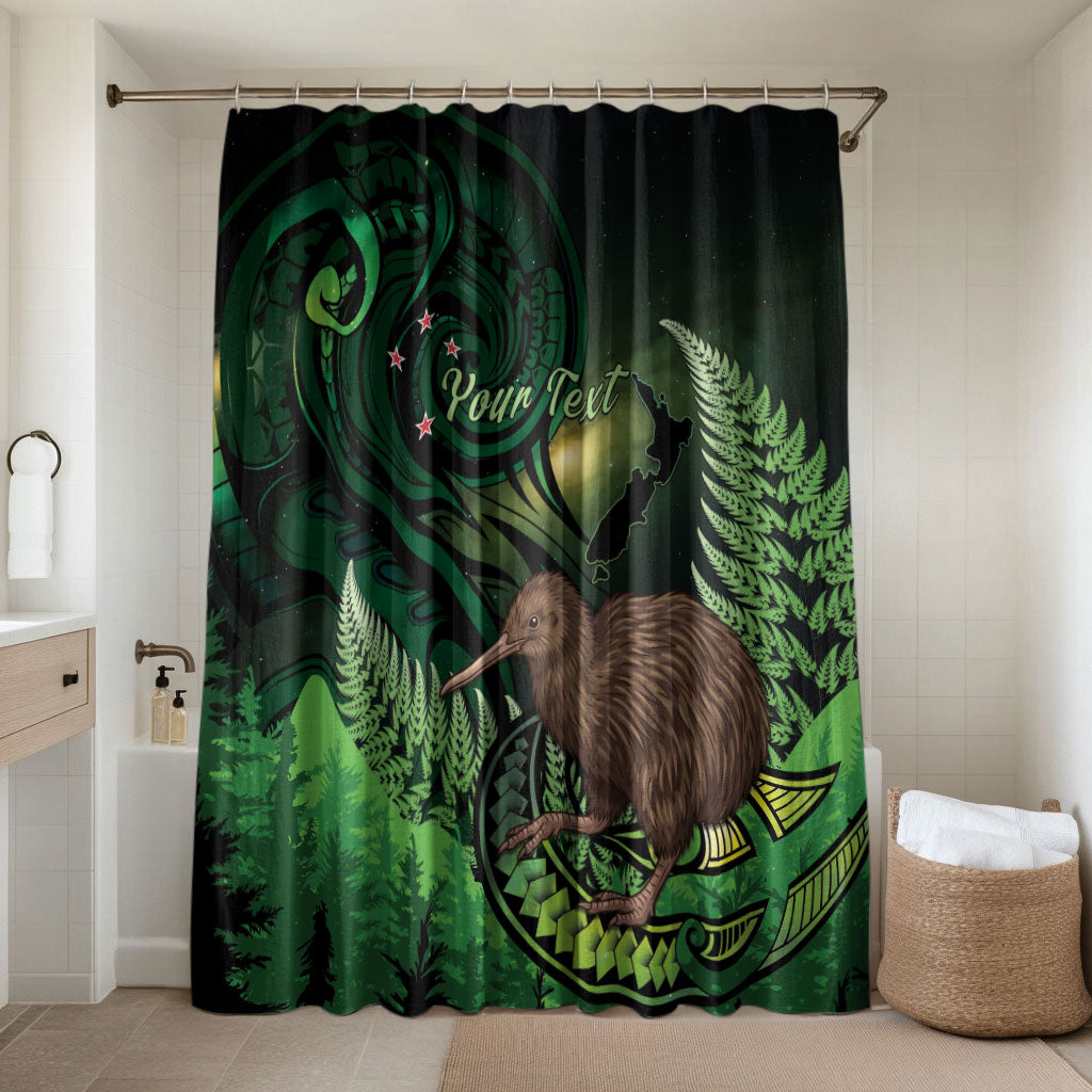 Kiwi New Zealand Personalised Bathroom Set Aotearoa Map Silver Fern Koru Pattern