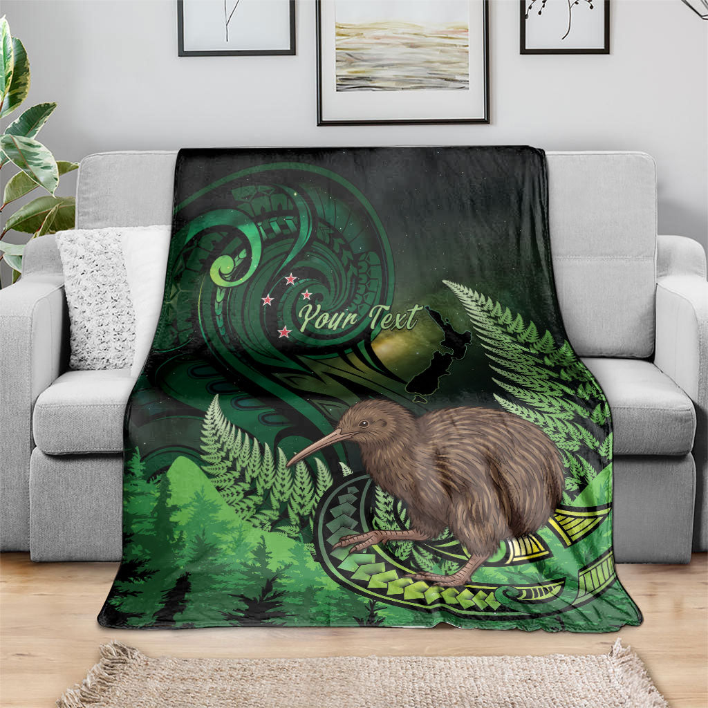 Kiwi New Zealand Personalised Blanket Aotearoa Map Silver Fern Koru Pattern