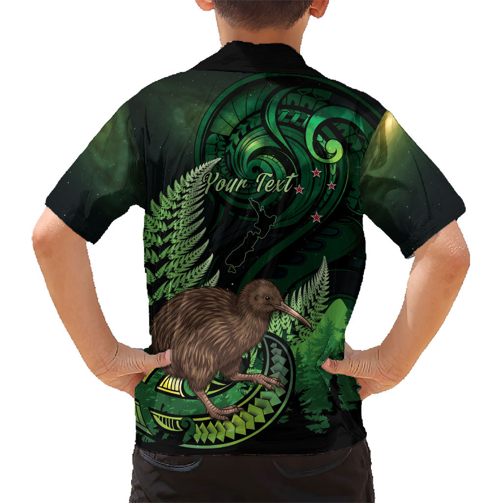 Kiwi New Zealand Personalised Family Matching Long Sleeve Bodycon Dress and Hawaiian Shirt Aotearoa Map Silver Fern Koru Pattern LT22 - Polynesian Pride