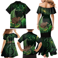 Kiwi New Zealand Personalised Family Matching Mermaid Dress and Hawaiian Shirt Aotearoa Map Silver Fern Koru Pattern LT22 - Polynesian Pride