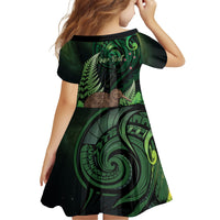 Kiwi New Zealand Personalised Family Matching Off Shoulder Maxi Dress and Hawaiian Shirt Aotearoa Map Silver Fern Koru Pattern LT22 - Polynesian Pride