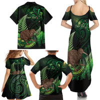Kiwi New Zealand Personalised Family Matching Summer Maxi Dress and Hawaiian Shirt Aotearoa Map Silver Fern Koru Pattern LT22 - Polynesian Pride