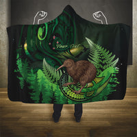 Kiwi New Zealand Personalised Hooded Blanket Aotearoa Map Silver Fern Koru Pattern LT22 - Polynesian Pride
