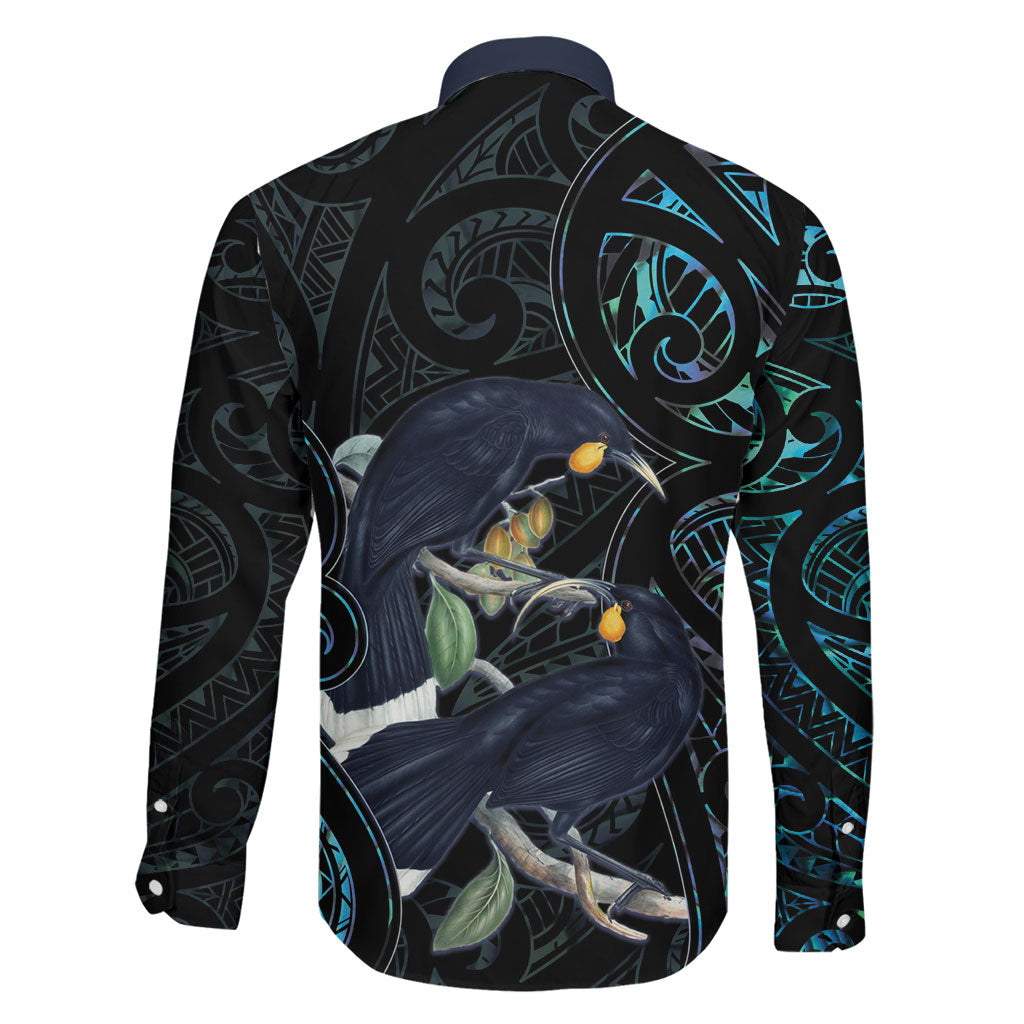 New Zealand Huia Bird Family Matching Mermaid Dress and Hawaiian Shirt Paua Shell Maori Pattern LT22 - Polynesian Pride